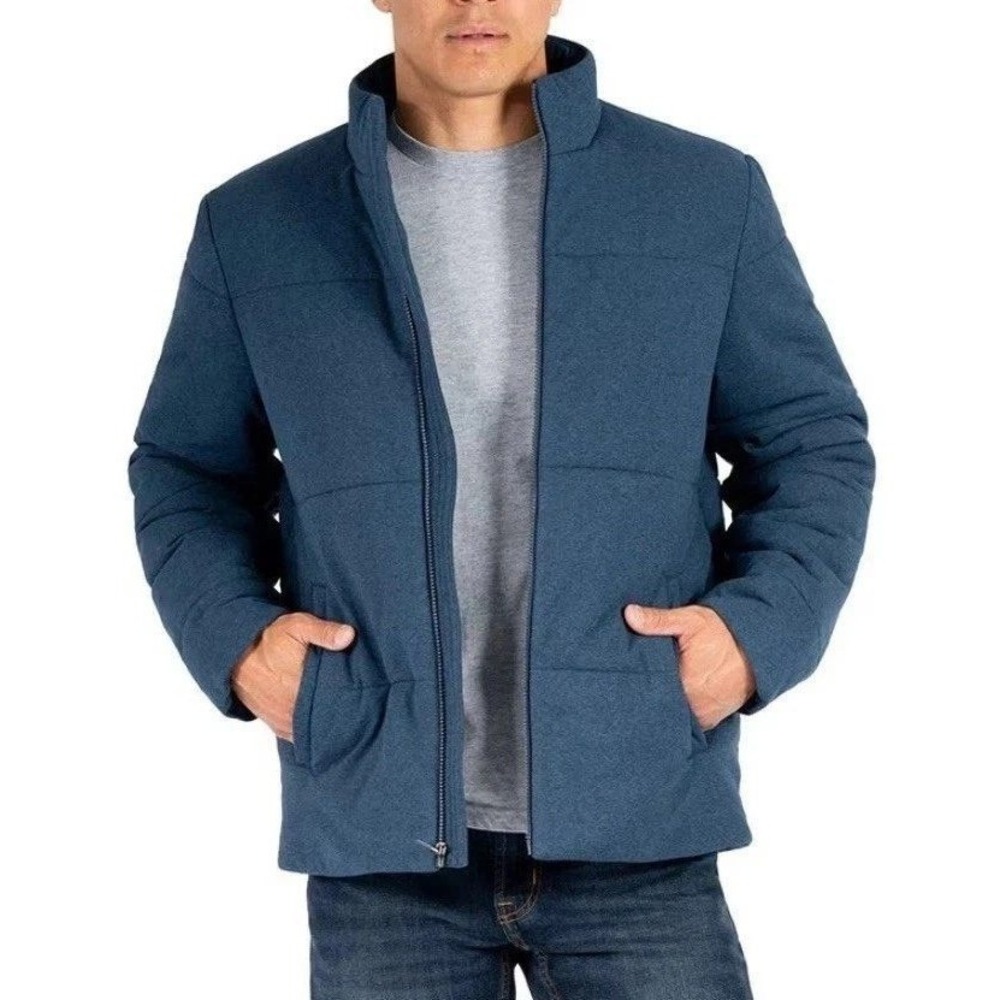 NWOT Soybu Men's M Blue Quilted Jacket Polyester Full Zip Mock neck